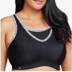 Glamorise Women's No-bounce Camisole Black Sports Bra Wirefree #1066 EUC sz 42G